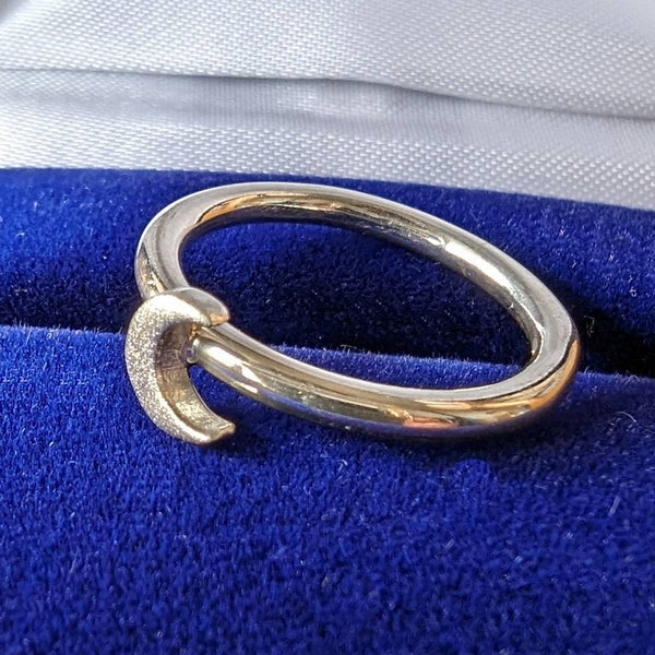 British Vintage Jewelry Crescent Sterling Silver Ring